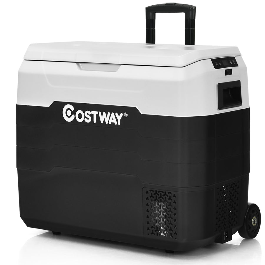 Costway - 42 QT Portable Car Refrigerator Dual-Zone Car Cooler - White_0