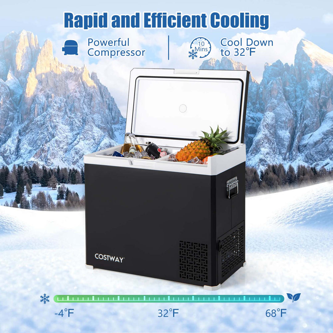 Costway - 12 Volt Car Refrigerator 53QT Portable Car Fridge with -4℉~68℉ for RVs Adjustable Range - Black_7