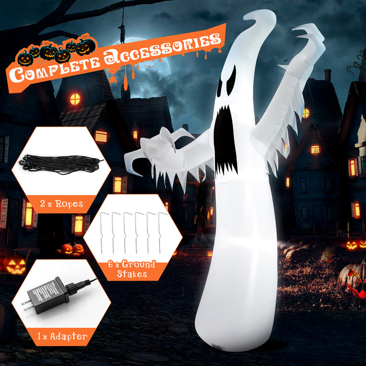 Costway - 12ft Halloween Inflatable Ghost Quick Blow up w/LED Lights Outdoor Yard Scary Decoration - White_5