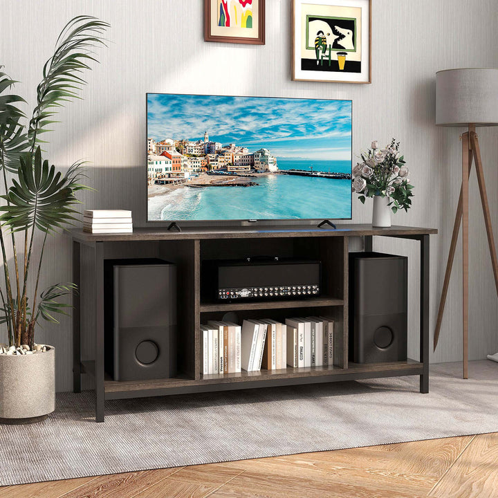 Costway - TV Stand with Power Outlet USB & Type-C Port 3-tier TV Console Table Grey - Gray_8