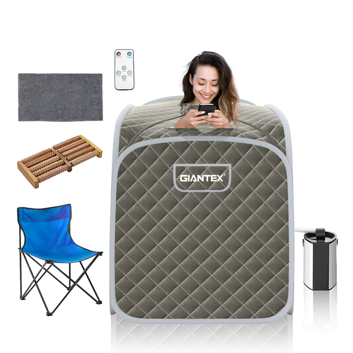 Costway - Portable Steam Sauna - Grey_0