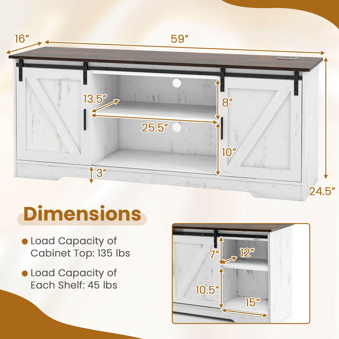 Costway - TV Stand for 65” TVs with LED Lights Adjustable Brightness Human Induction - Brushed White_3