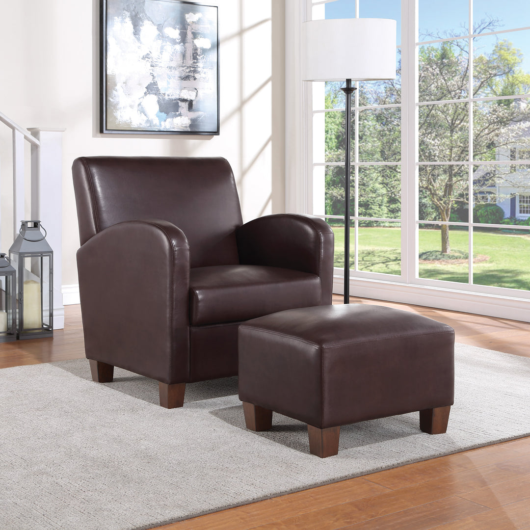 OSP Home Furnishings - Aiden Chair & Ottoman Faux Leather - Cocoa_4