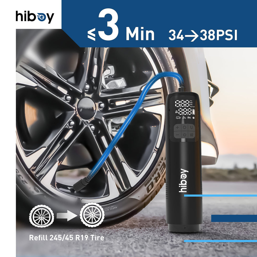 HiBoy - 2 in 1 Tire Inflator Portable Air Compressor with cordless vacuuming function - Black_7