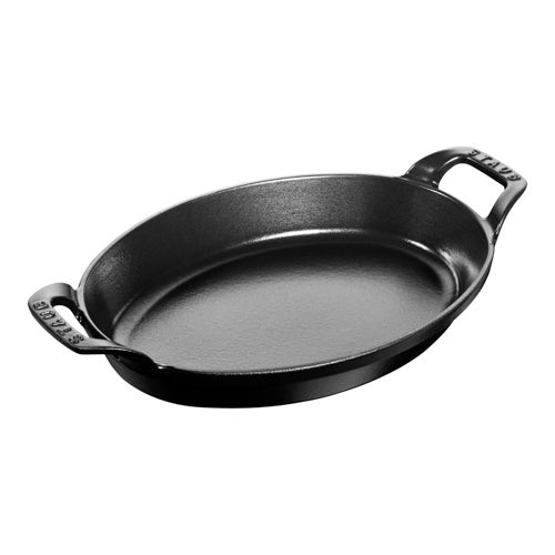 11" Oval Cast Iron Baking Dish, Matte Black_0