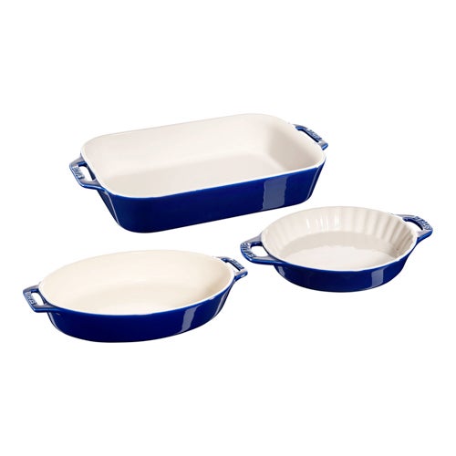 3pc Ceramic Mixed Baking Dish Set, Dark Blue_0