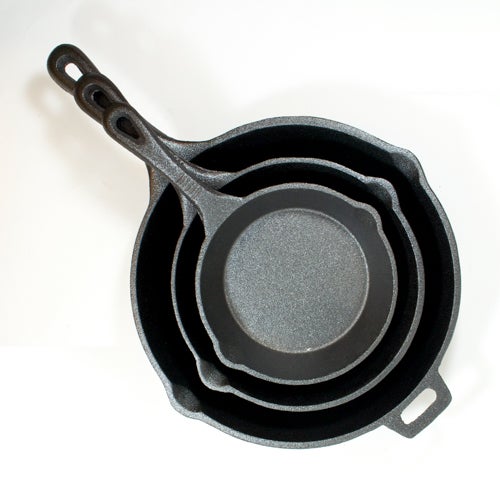 3pc Pre-Seasoned Cast Iron Skillet Set_0