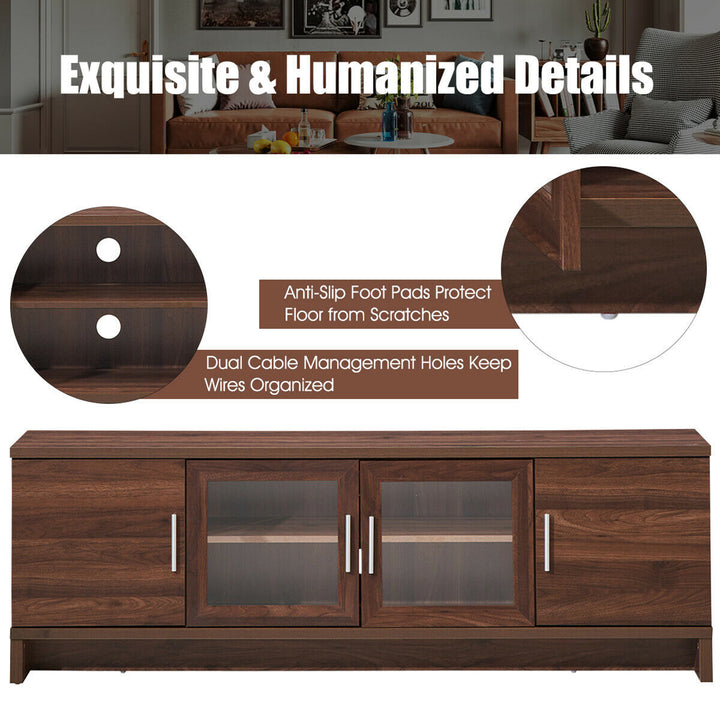 Costway - TV Stand Media Entertainment Center for TV's up to 70'' w/ Storage Cabinet Walnut - Walnut_7