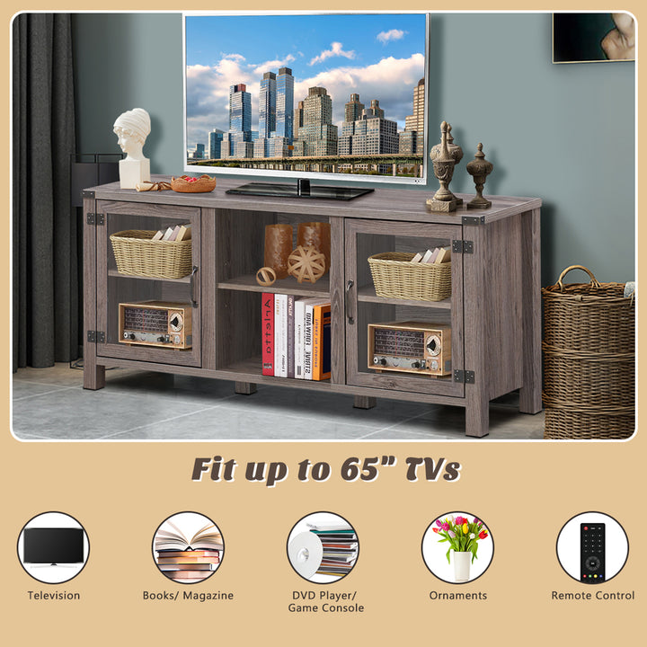 Costway - TV Stand Entertainment Center for TV's up to 65'' w/ Storage Cabinets Deep Taupe - Deep Taupe_5