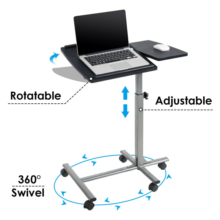 Costway - Mobile Standing Desk Height Adjustable Sit to Stand Laptop Desk - Silver/Black_0