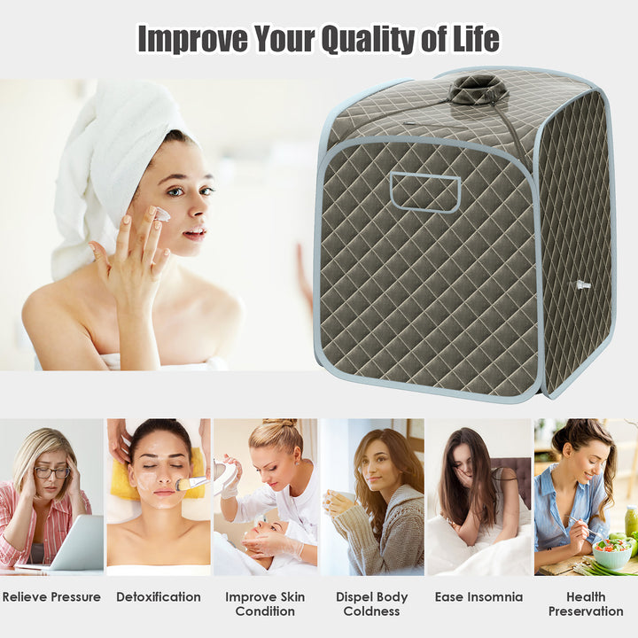 Costway - Portable Steam Sauna - Grey_7