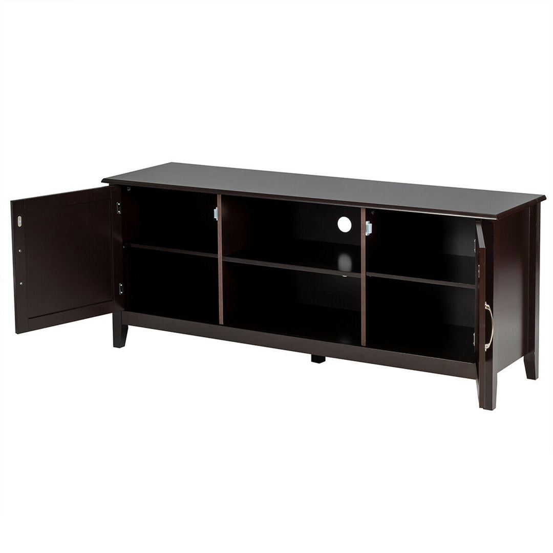 Costway - TV Stand Entertainment Media Center for TV's up to 65'' w/Storage Cabinets Brown - Brown_4