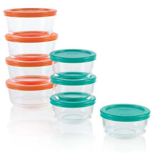 Simply Store 16pc Small Round Glass Food Storage Set, Mixed Colors_0