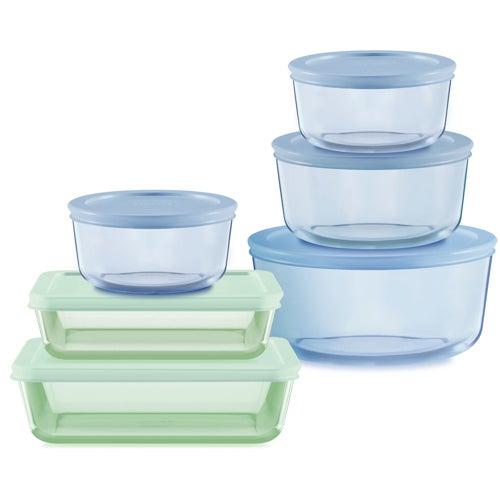 12pc Simply Store Tinted Glass Food Storage Set, Green & Blue_0