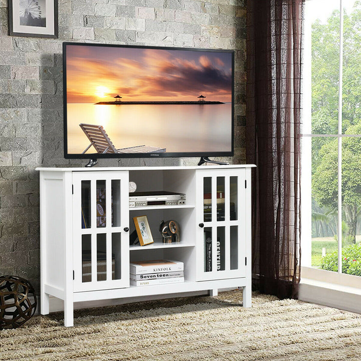 Costway - Wood TV Stand Entertainment Media Center Console for TV up to 50'' White - White_1