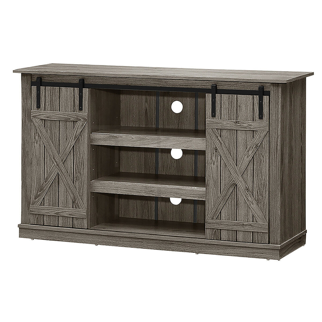 Costway - Sliding Barn TV Stand Console Table for TV's Up to 60'' Entertainment Center Grey - Gray_10