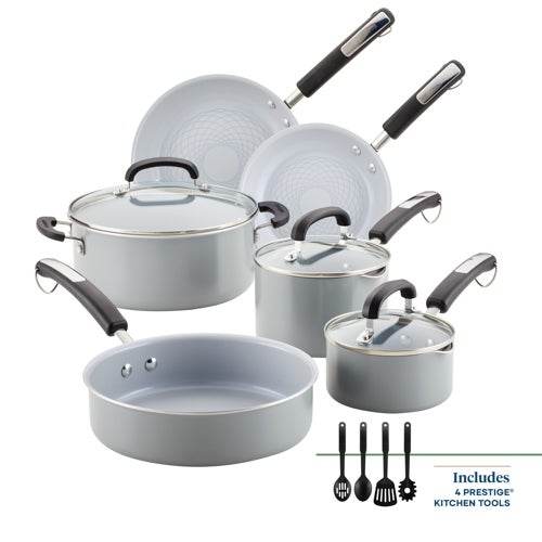 13pc Eco Advantage Healthy Ceramic Nonstick Cookware Set, Gray_0