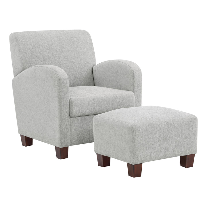 OSP Home Furnishings - Aiden Chair & Ottoman Herringbone - Smoke_1