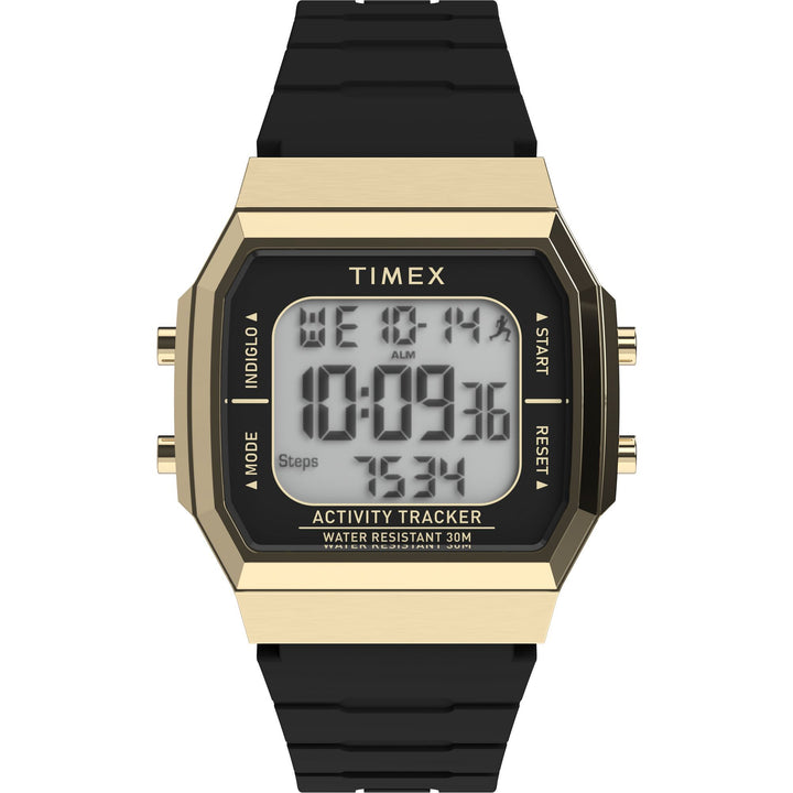 Timex Unisex Activity Tracker 40mm Watch - Green Strap Digital Dial Gold-Tone Case - Green_0