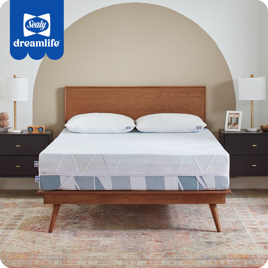 Sealy - Sealy® Dreamlife™ 3” Gel Memory Foam Mattress Topper with Cooling Cover, CA King - Blue_0