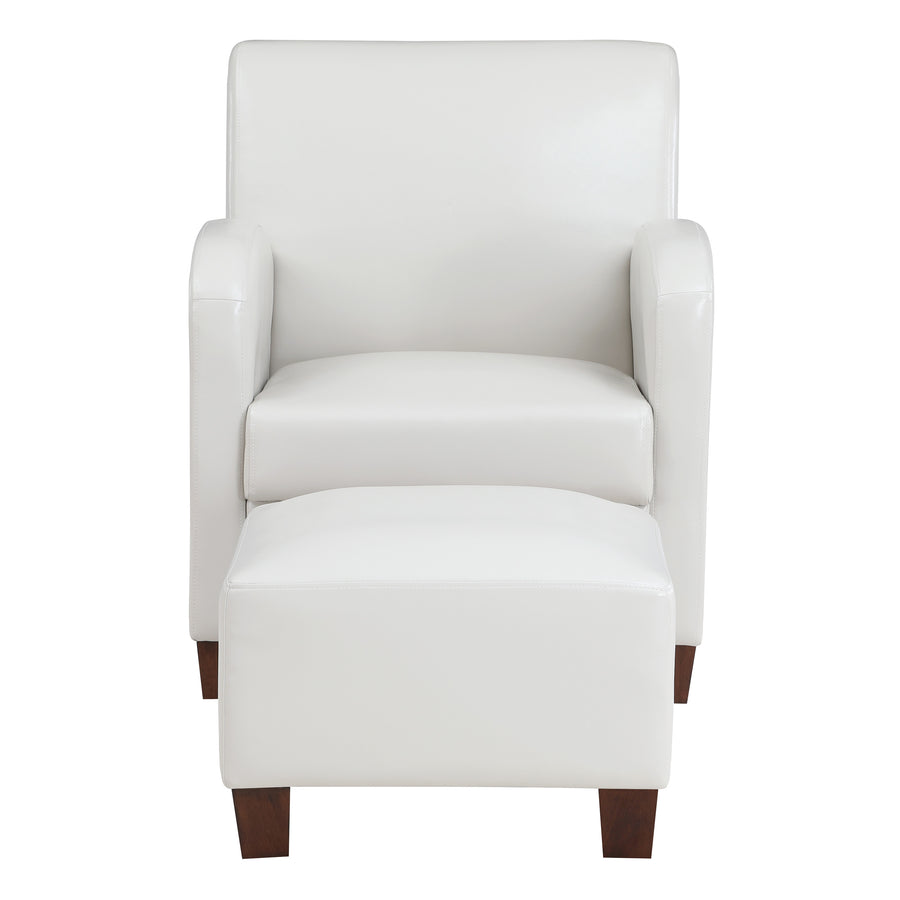 OSP Home Furnishings - Aiden Chair & Ottoman Faux Leather - Cream_0