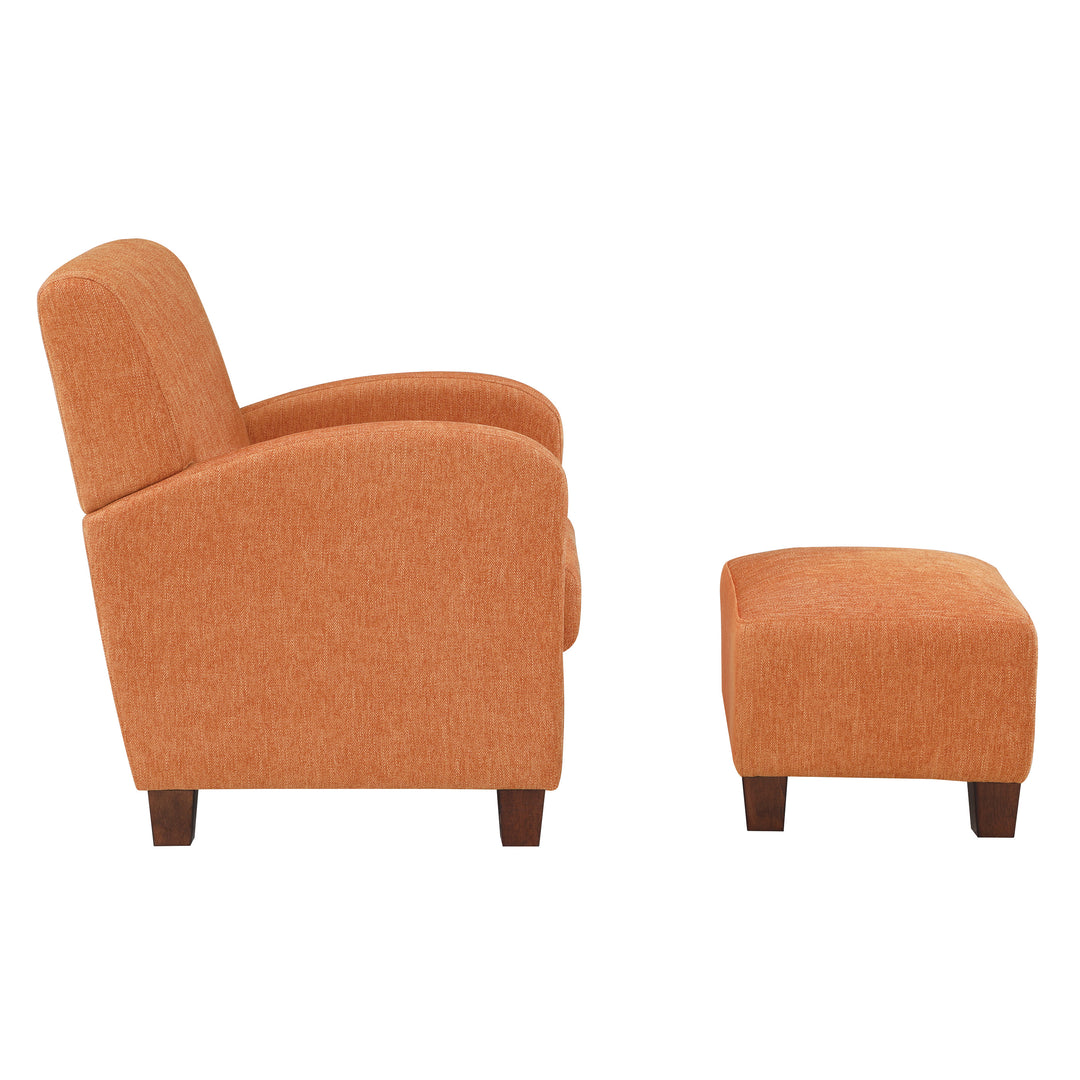 OSP Home Furnishings - Aiden Chair & Ottoman Herringbone - Orange_2