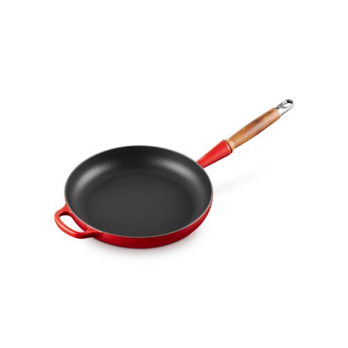 10.25" Signature Cast Iron Fry Pan w/ Alpine Wood Handle, Cerise_0