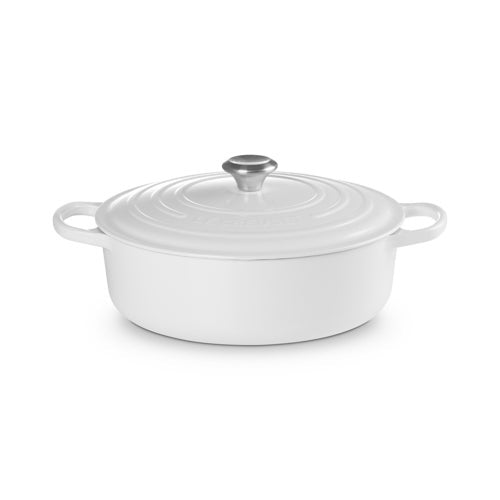 6.75qt Signature Cast Iron Round Wide Oven, White_0