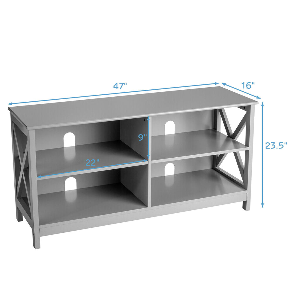 Costway - TV Stand Entertainment Media Center for TV's up to 55'' w/ Storage Shelves Gray - Gray_1