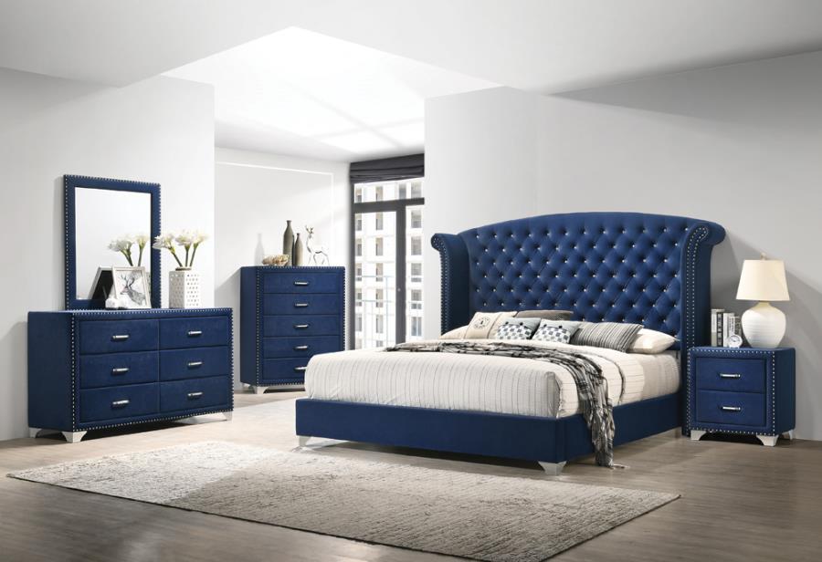 Melody 4-Piece King Bedroom Set Pacific Blue with King Mattress Bundle