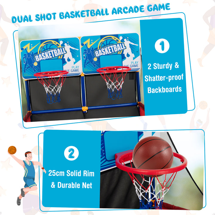 Costway - Kids Dual Shot Basketball Arcade Game w/4 Balls Pump Easy Quick Assembling Gift - Black/Blue/Red_10