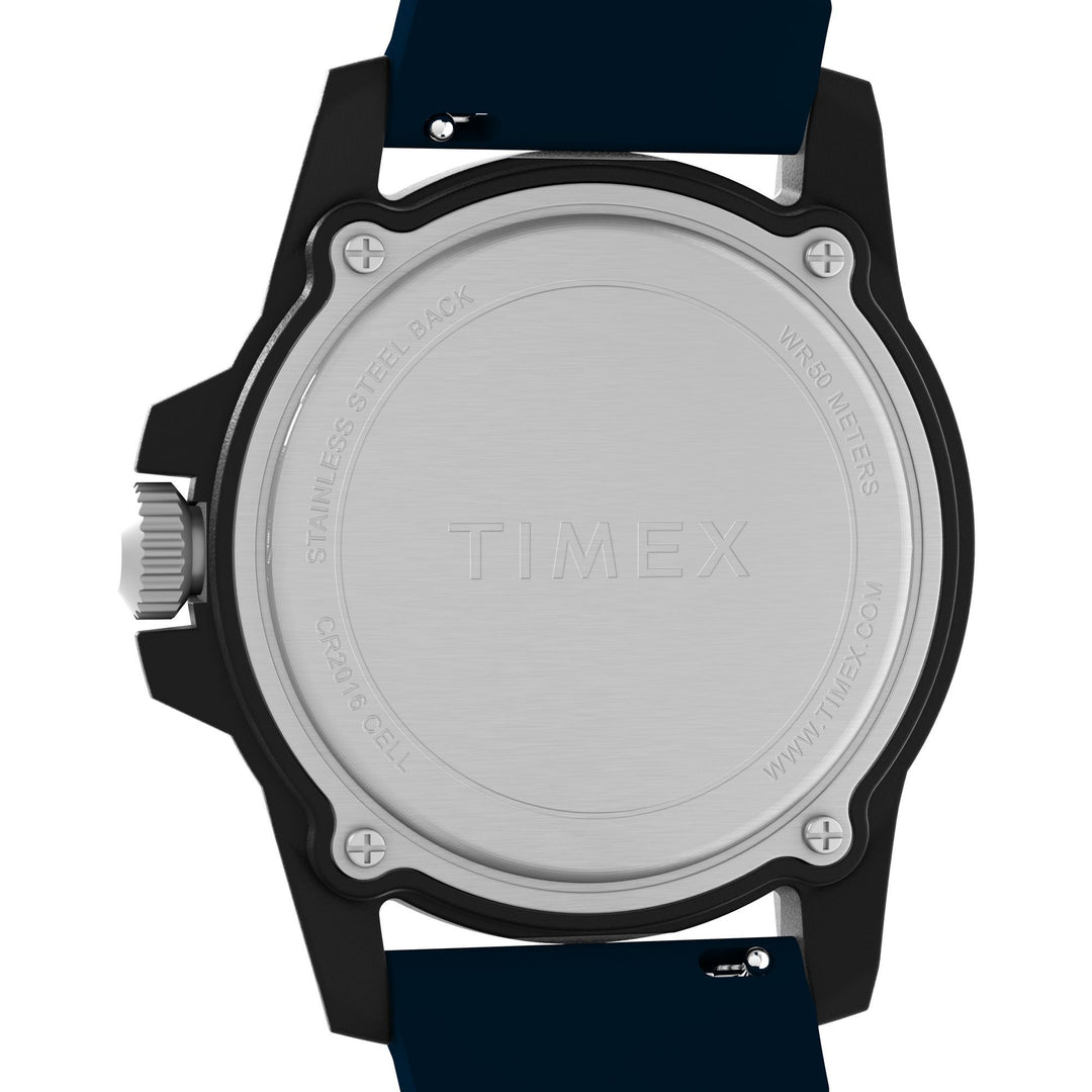 Timex Men's Main Street 42mm Watch - Blue Strap Black Dial Black Case - Blue_1