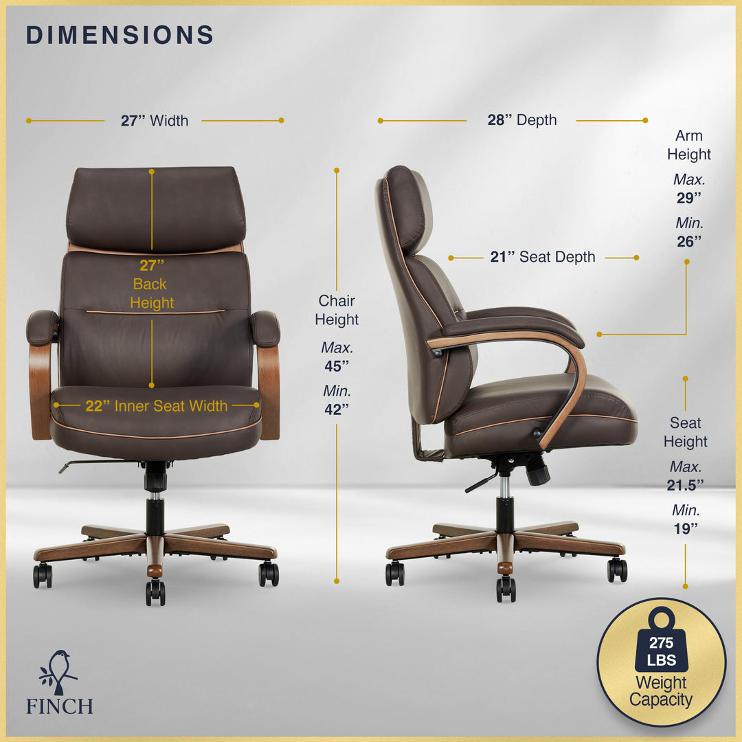 Finch Neo Two Retro-Modern Mid-Back Office Chair - Brown_2