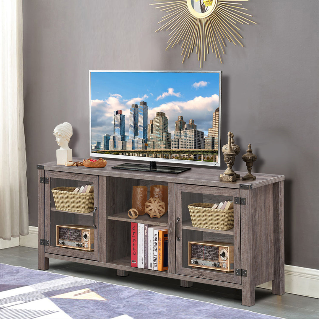 Costway - TV Stand Entertainment Center for TV's up to 65'' w/ Storage Cabinets Deep Taupe - Deep Taupe_2