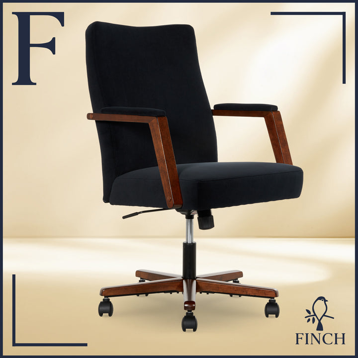 Finch Neo One Fabric Mid-Back Home Office Chair with Padded Arms - Black_3