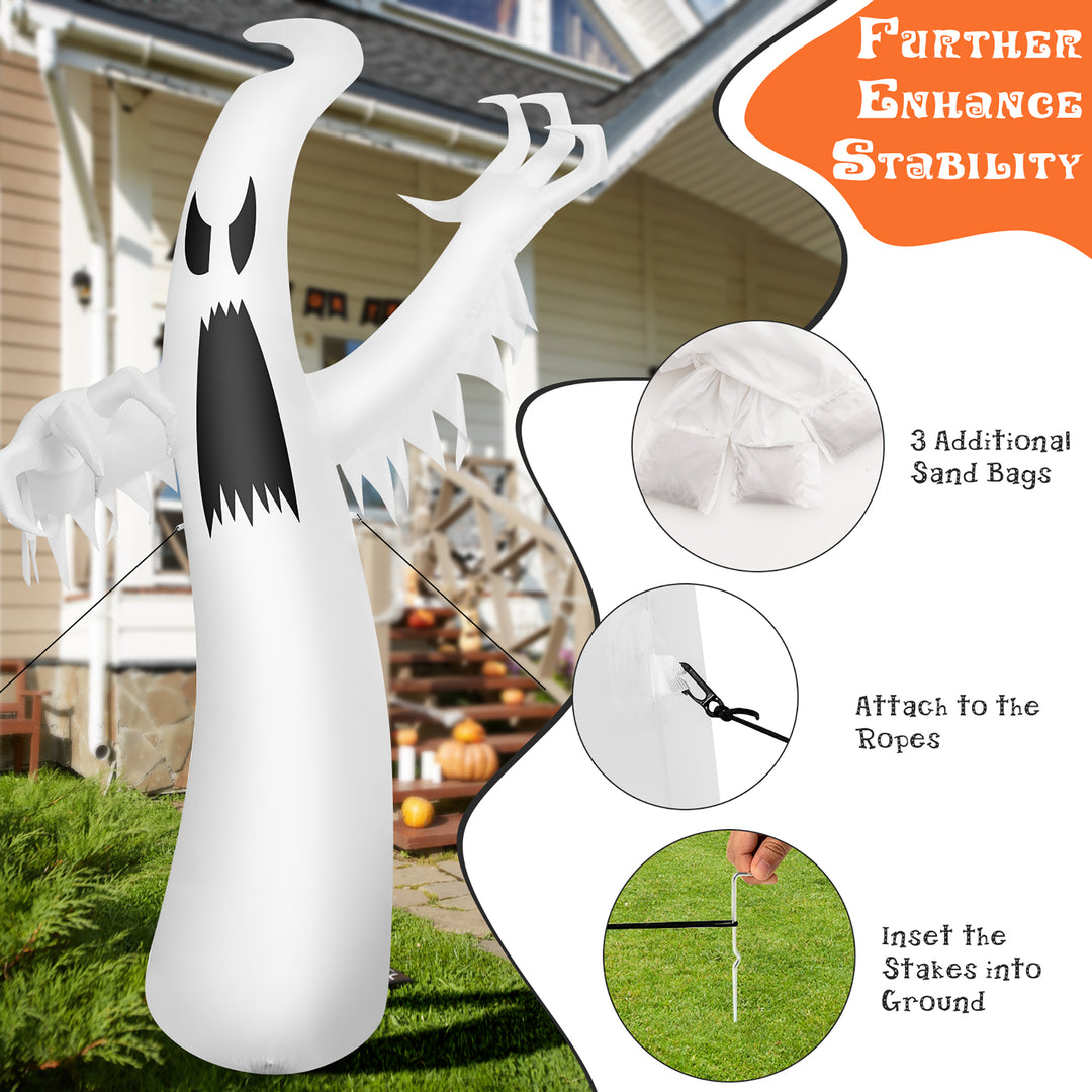 Costway - 12ft Halloween Inflatable Ghost Quick Blow up w/LED Lights Outdoor Yard Scary Decoration - White_4