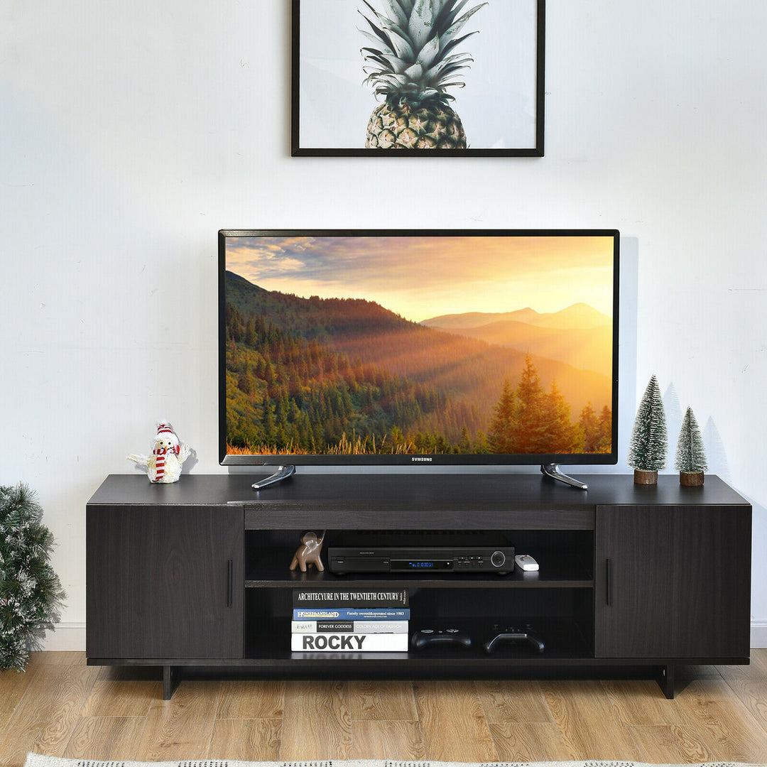 Costway - Modern TV Stand Media Entertainment Center for TV's up To 65'' w/Storage Cabinet - Black_1