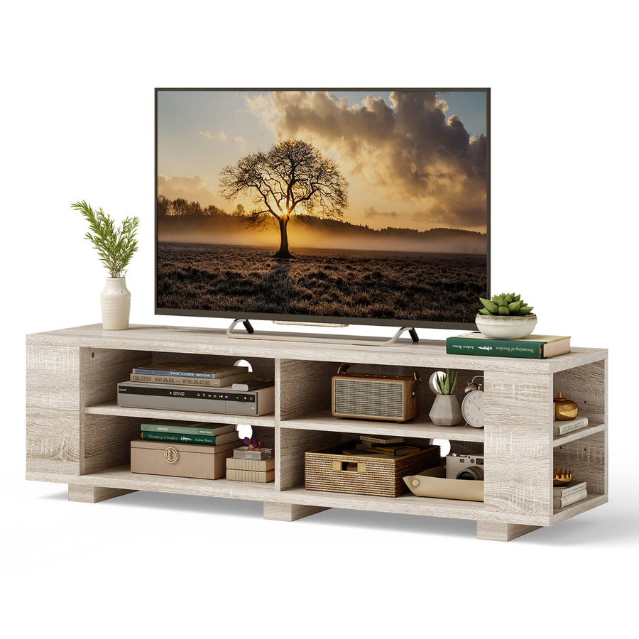 Costway - TV Stand Entertainment Media Center Console For TV's up to 65'' w/Storage Shelves - Oak_0