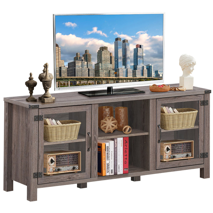 Costway - TV Stand Entertainment Center for TV's up to 65'' w/ Storage Cabinets Deep Taupe - Deep Taupe_0