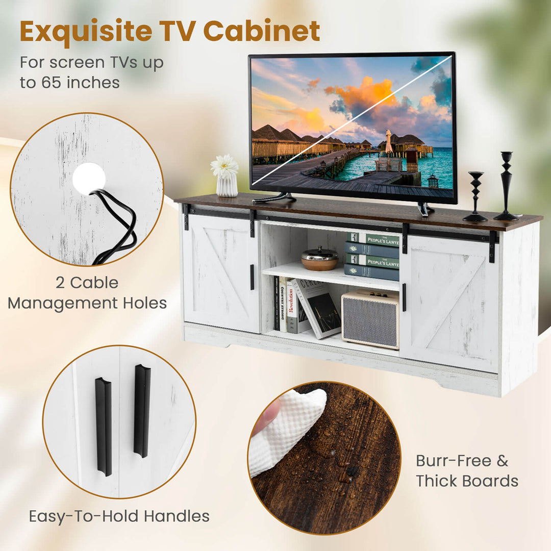 Costway - TV Stand for 65” TVs with LED Lights Adjustable Brightness Human Induction - Brushed White_9