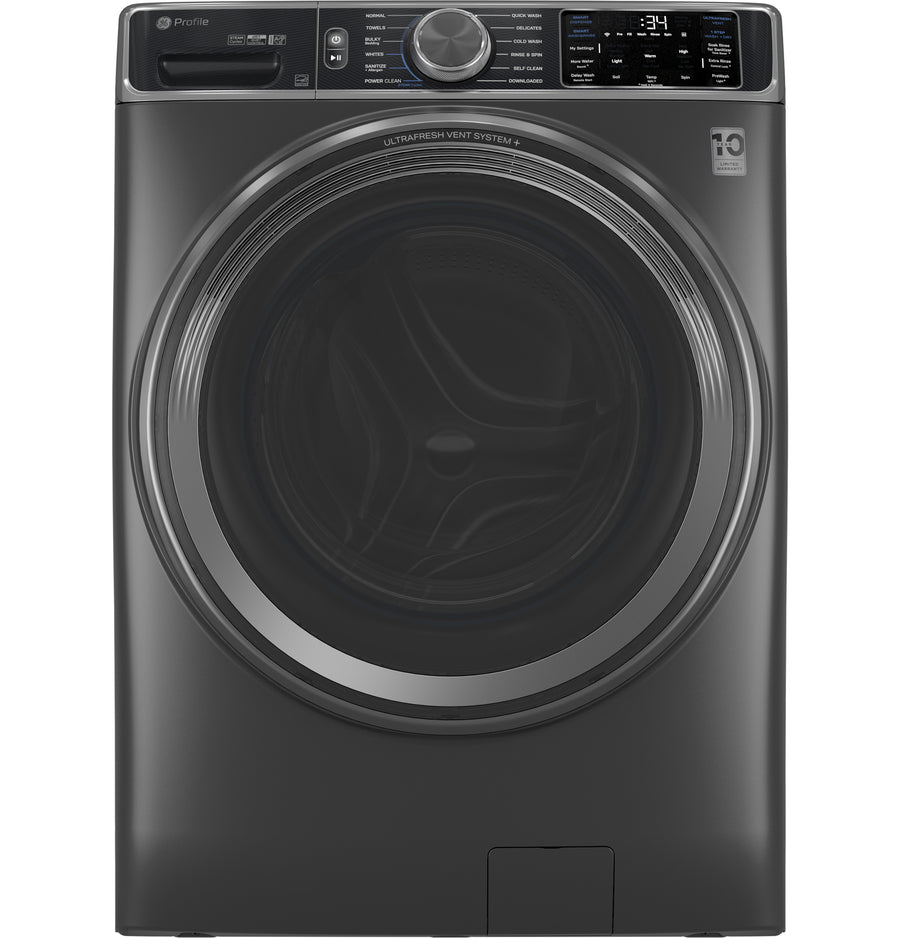 GE Profile - 5.5 Cu. Ft. High Efficiency Stackable Smart Front Load Washer with Steam and UltraFresh Vent System Plus With OdorBlock - Carbon Graphite_0