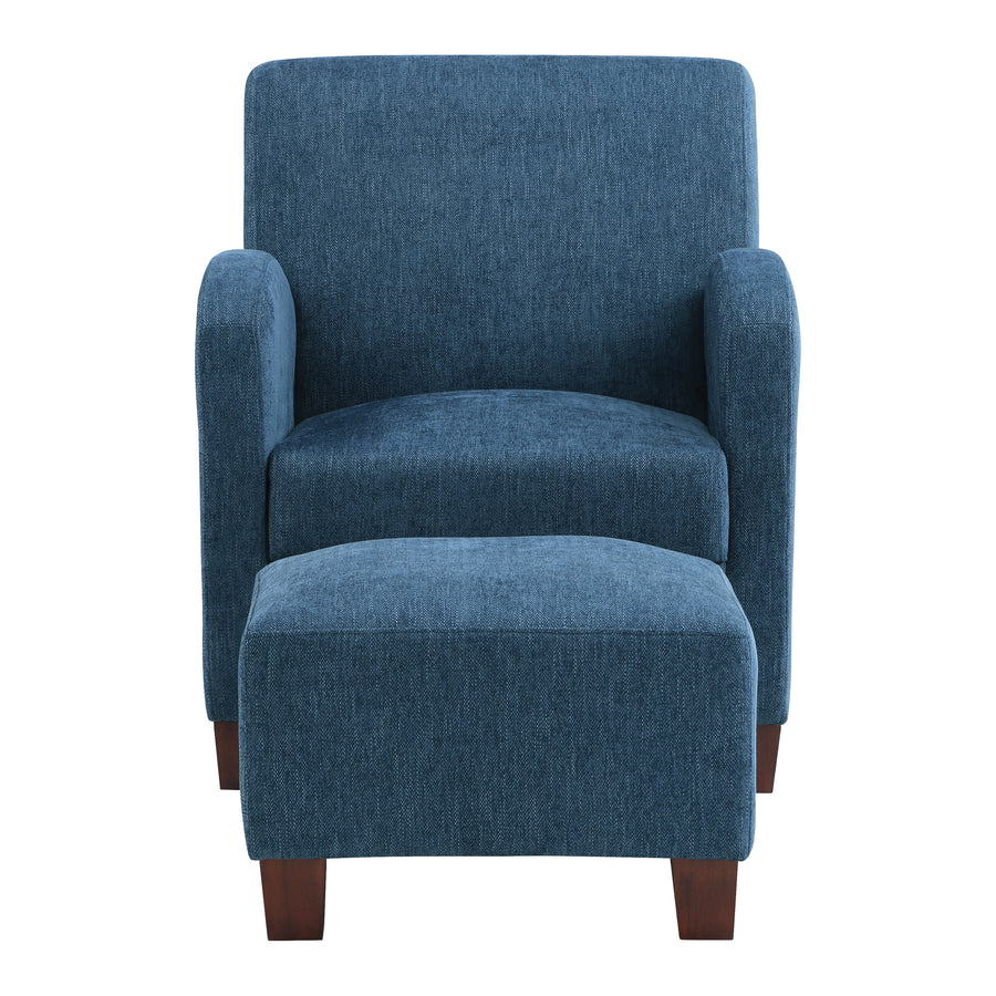 OSP Home Furnishings - Aiden Chair & Ottoman Herringbone - Navy_0