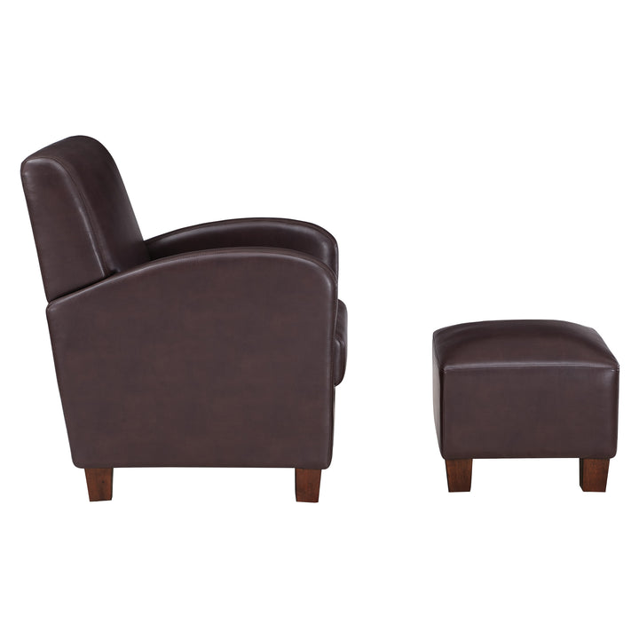 OSP Home Furnishings - Aiden Chair & Ottoman Faux Leather - Cocoa_2