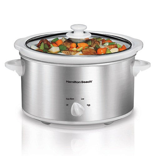 4qt Slow Cooker, White/Silver_0