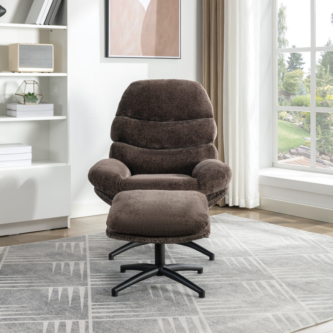 OSP Home Furnishings - Kerry Swivel Lounge Chair & Footrest - Brown_6