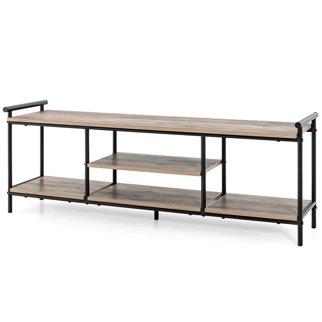 Costway - Industrial TV Stand for TV's up to 60'' Media Center Console Table w/ Open Shelf - Natural_9