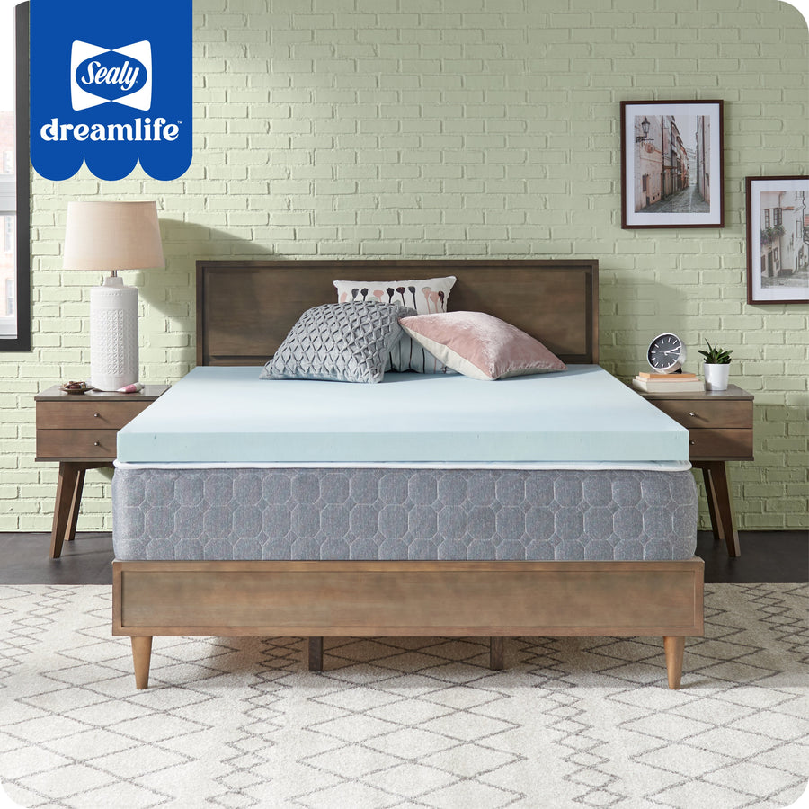 Sealy - Sealy® Dreamlife™ 3” Gel Memory Foam Mattress Topper, Full - Blue_0