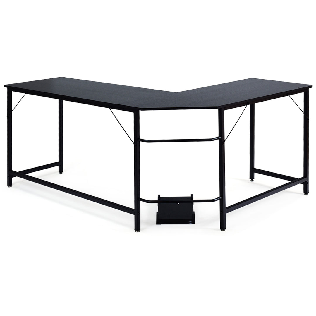 Costway - L-Shaped Computer Desk Corner Workstation Study Gaming Table Home Office - Black_8