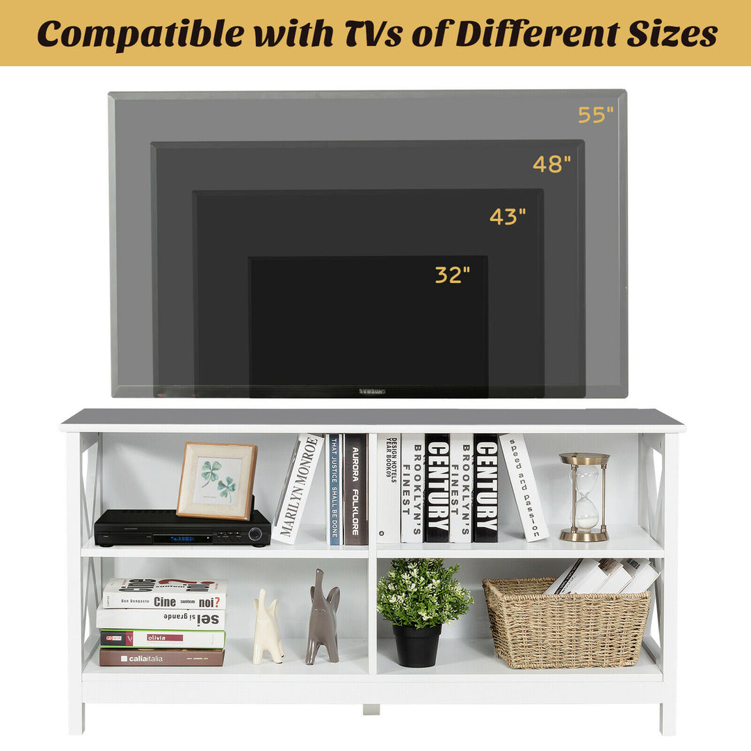 Costway - TV Stand Entertainment Media Center for TV's up to 55'' w/ Storage Shelves White - White_7