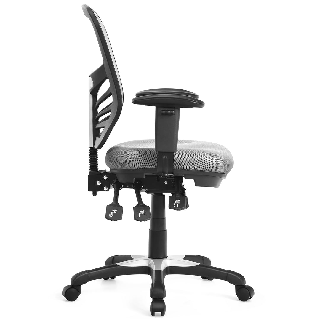 Costway - Mesh Office Chair 3-Paddle Computer Desk Chair with Adjustable Seat - Gray_9